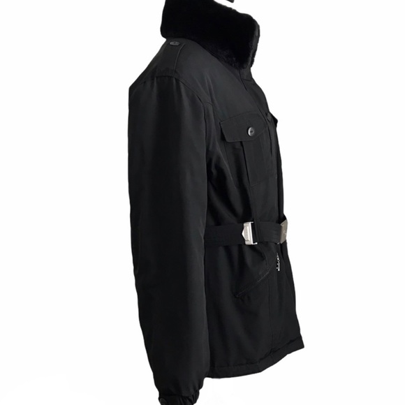 BOGNER Women’s Black Ski Jacket Sz 12, removable faux fur collar and belt - Picture 4 of 8